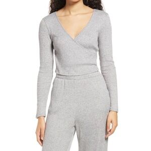 All in Favor Faux Wrap Crop Top NWOT